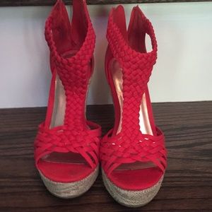 Red wedge sandals